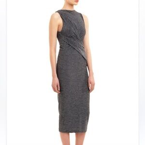 Alexander Wang gray twist front jersey midi dress - size Medium (M)